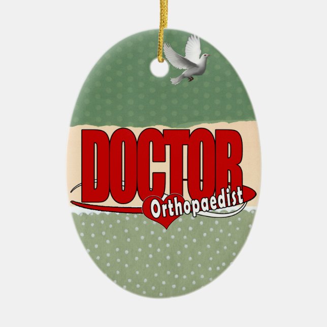 ORTHOPÄDE-LOGO-GROSSER ROTER DOKTOR KERAMIKORNAMENT (Vorne)