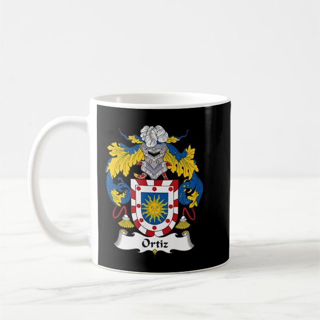 Ortiz Coat of Arms Familienwappen Kaffeetasse (Links)