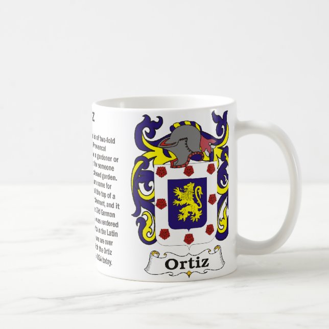 Ortiz Familienwappen auf einer Tasse (Rechts)