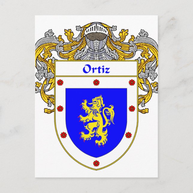 Ortiz-Wappen (mantled) Postkarte (Vorderseite)