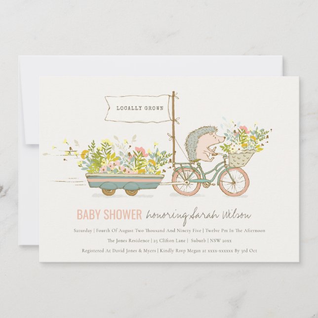 Örtlich angebaute Igel-Blumenkinderdusche lädt ein Dankeskarte (Vorderseite)