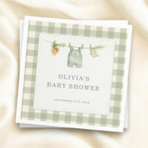 Örtlich Gewachsener Gingham Salbei-Grün Baby Showe