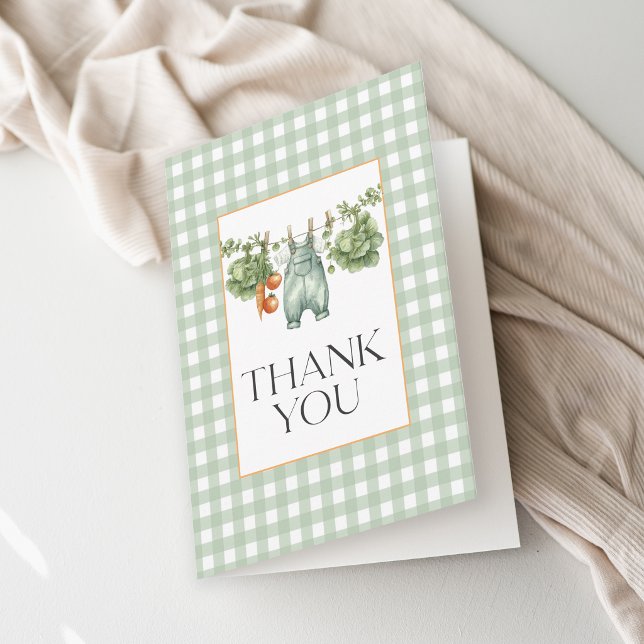 Örtlich Gewachsener Salbeigrüner Gingham-Dankeschö Dankeskarte (Von Creator hochgeladen)