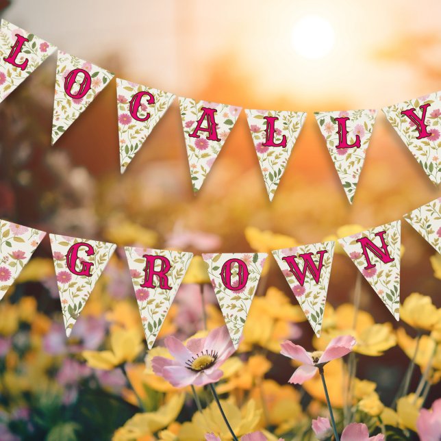 Örtlich gezüchtetes Blumenmuster Pink Baby Dusche Wimpelkette (Von Creator hochgeladen)