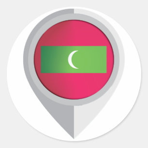 Ortsflagge für Malediven Button Runder Aufkleber