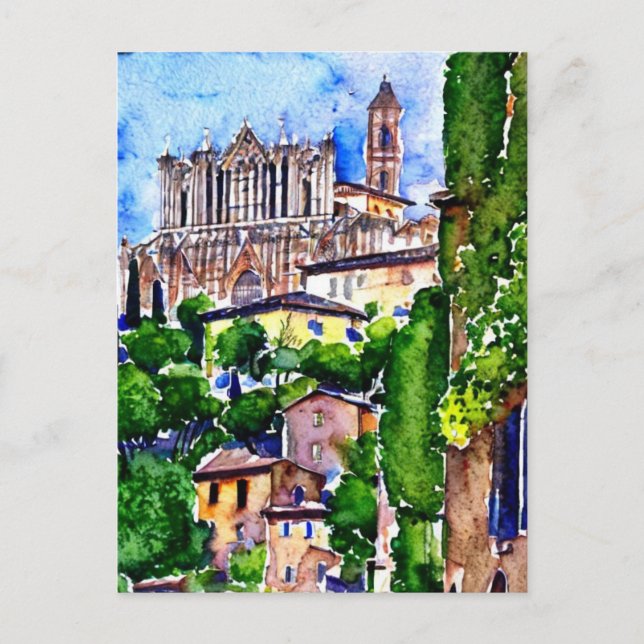 Orvieto, Italien , Aquarellmalerei Postkarte (Vorderseite)