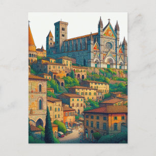 Orvieto, Italien, Vintag Postkarte