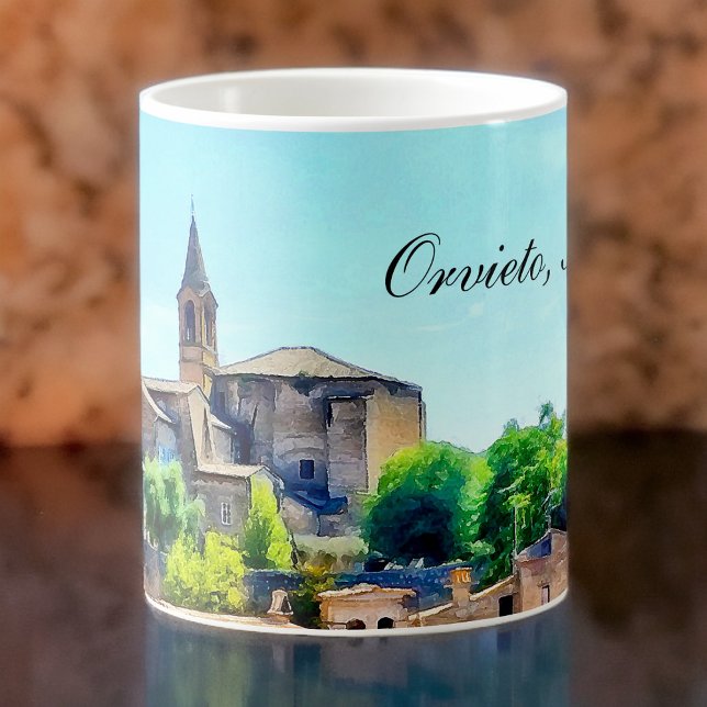 Orvieto Italy Hillside with Orvieto Text Kaffeetasse (Von Creator hochgeladen)