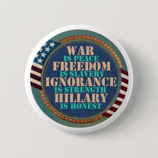 Orwell warnte uns vor Hillary Button (Vorderseite)