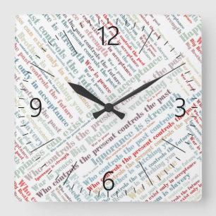Orwells Zitate Quadratische Wanduhr