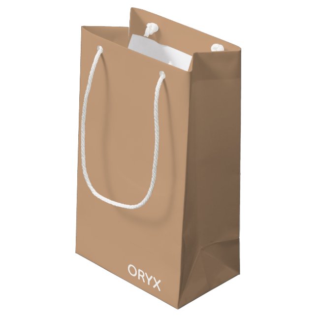 oryx-braune Farbe Kleine Geschenktüte (Rückseite Schrägansicht)