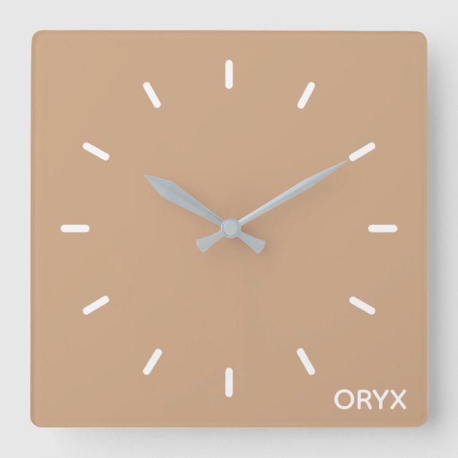 oryx-brauner Farbname Quadratische Wanduhr (Vorderseite)