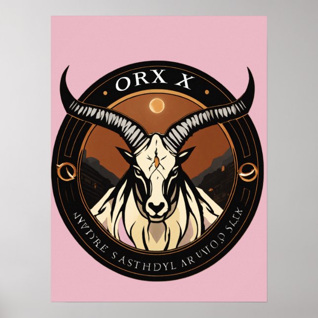 Oryx Logo – Elegante Antilopen-Silhouette Poster (Vorne)
