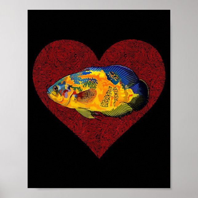 Os Valentines Day Fish Love Fingerprint  Poster (Vorne)