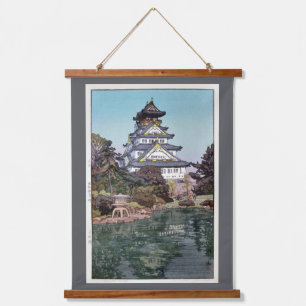 Osaka Castle, Hiroshi Yoshida, Woodcut Wandteppich Mit Holzrahmen