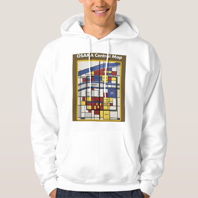OSAKA central map Piet Mondrian style Hoodie (Vorderseite)