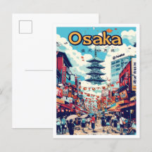 Osaka Japan Art Vintage Reise Illustration