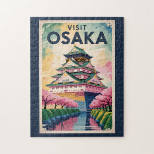 Osaka Japan Burg Illustration Reise Kunst Vintage Puzzle