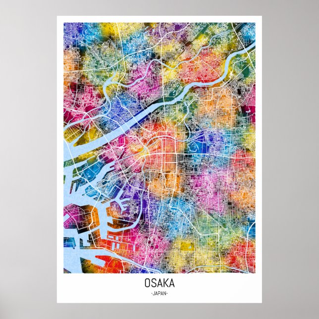 Osaka Japan City Map Poster (Vorne)