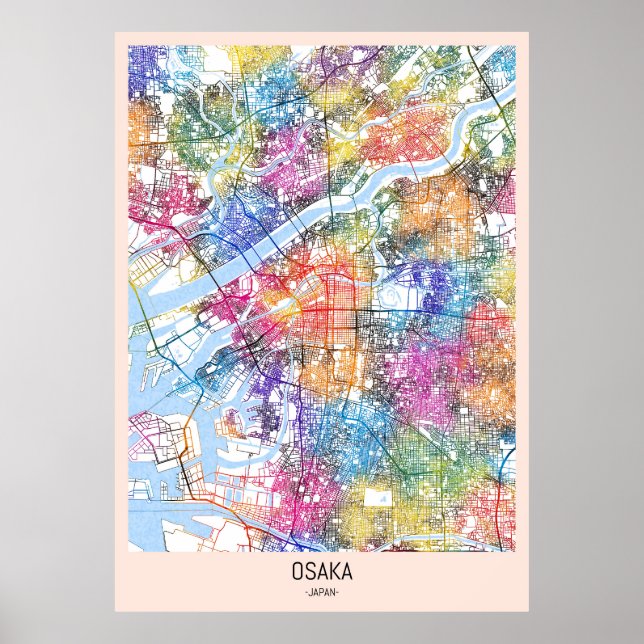 Osaka Japan City Map Poster (Vorne)