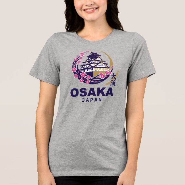 Osaka Japan Kirschblüten Tri-Blend Shirt (Vorderseite)