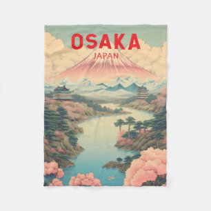 Osaka Japan Mount Fuji Reise Kunst Vintage Fleecedecke