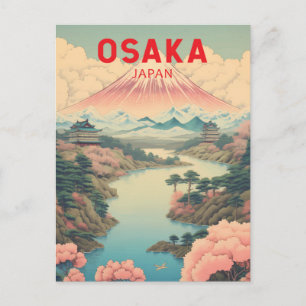Osaka Japan Mount Fuji Reise Kunst Vintage Postkarte