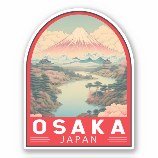 Osaka Japan Mount Fuji Reisemusik Emblem Aufkleber (Vorderseite)