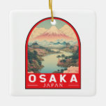 Osaka Japan Mount Fuji Reisemusik Emblem Keramikornament<br><div class="desc">Osaka Retro Vektorreise Design. Es ist bekannt für seine moderne Architektur,  das Nachtleben und die herzhafte Küche der Straße. Die bedeutendste historische Sehenswürdigkeit ist die Burg Osaka aus dem 16. Jahrhundert,  die mehrfach restauriert wurde.</div>