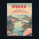 Osaka Japan Mount Fuji Reisen Vintag Postkarte<br><div class="desc">Osaka Retro Vektorreise Design. Es ist bekannt für seine moderne Architektur,  das Nachtleben und die herzhafte Küche der Straße. Die bedeutendste historische Sehenswürdigkeit ist die Burg Osaka aus dem 16. Jahrhundert,  die mehrfach restauriert wurde.</div>