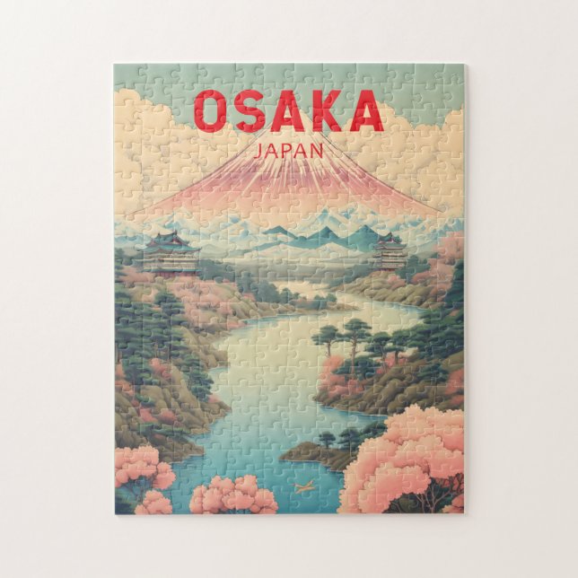 Osaka Japan Mount Fuji Reisen Vintag Puzzle (Vertikal)