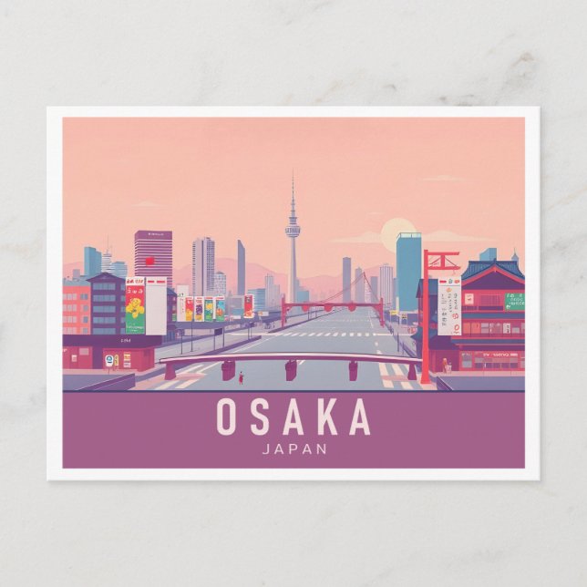 Osaka Japan Pastel Travel Design Postkarte (Vorderseite)