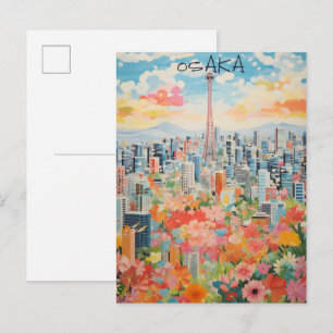 Osaka Japan Reise Stadt Malerei Ästhetik Postkarte
