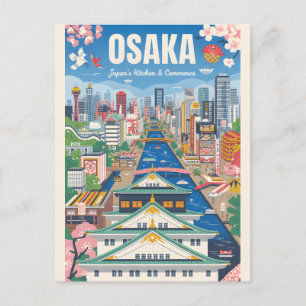 Osaka Japan Retro-Reiseposter Vintage-Kunst Feiertagspostkarte
