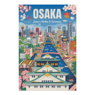 Osaka Japan Retro-Reiseposter Vintage-Kunst Poster