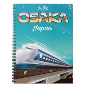Osaka Japan Zug Vintage Reiseposter Notizblock