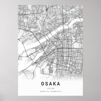 Osaka Kartografie Stadtkarte Poster