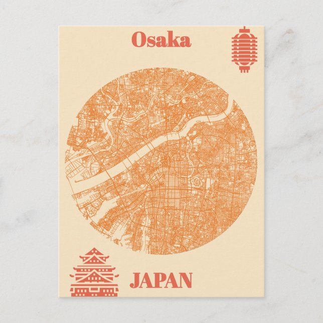 Osaka map Japan Postkarte (Vorderseite)
