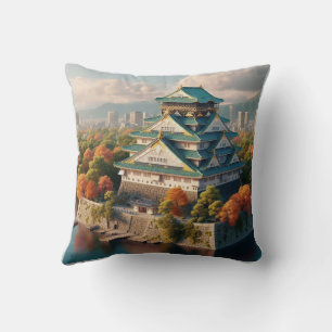 Osaka-Schloss Japan Landschaft Vintage-Reise Kissen