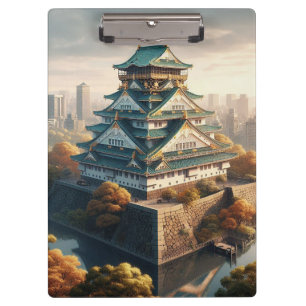 Osaka-Schloss Japan Landschaft Vintage-Reise Klemmbrett