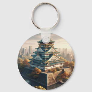Osaka-Schloss Japan Landschaft Vintage-Reise Schlüsselanhänger