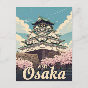 Osaka-Schloss-Reise nach Japan im Vintage-Stil Postkarte