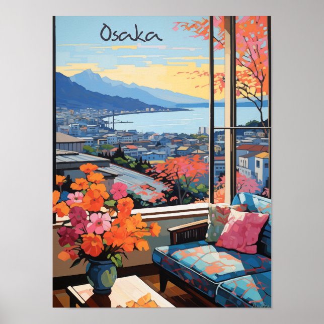 Osaka Travel City Wall Art Painting Aesthetic Poster (Vorne)