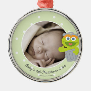 Oscar Babys erstes Weihnachten - Namen hinzufüge Silbernes Ornament