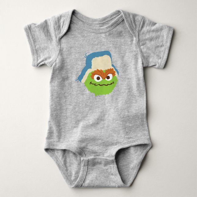 Oscar das Grouch-Wald-Gesicht Baby Strampler (Vorderseite)