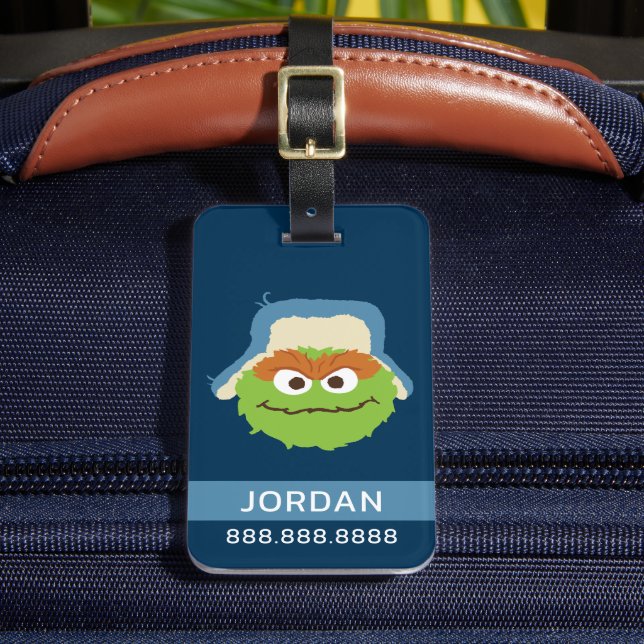 Oscar das Grouch-Wald-Gesicht | Informationen hinz Gepäckanhänger (Vorderseite Insitu 2)