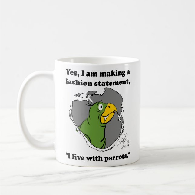 Oscar der Cartoon Papagei Tasse (Links)