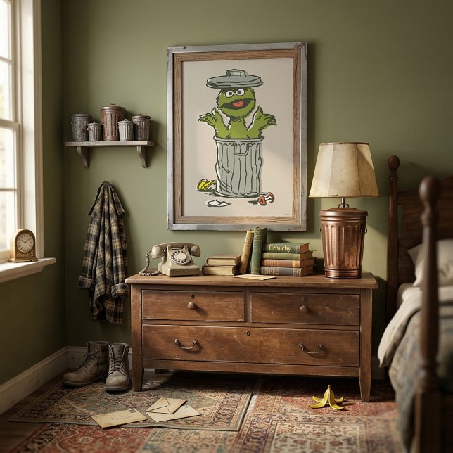 Oscar der Griesgram Vintage Poster (Generated image of large size poster on wall)