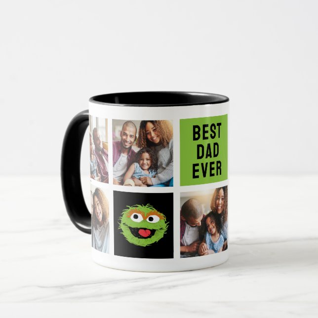 Oscar der Grouch | Beste Vater-FotoCollage Tasse (Vorderseite Links)
