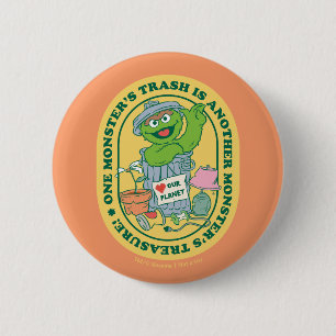 Oscar der Grouch Monster Treasure Abzeichen Button